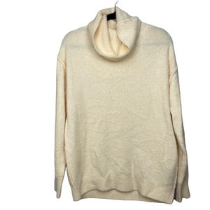 Caslon Ivory Cream Chenille Turtleneck Oversized Pullover Sweater Size Medium